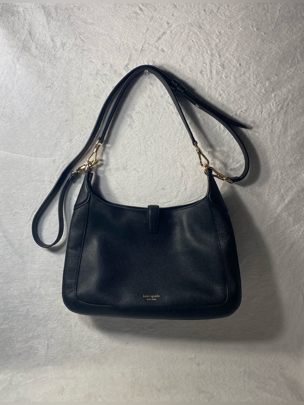 Kate Spade New York Deco Pebbled Leather Crossbody Small Tote Bag Black NWOT